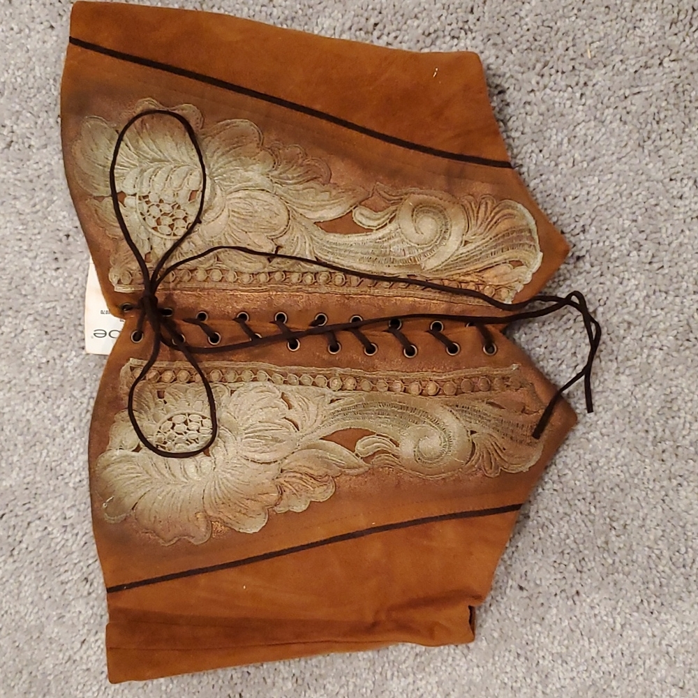 bebe suede embellished corset bustier m NWT
